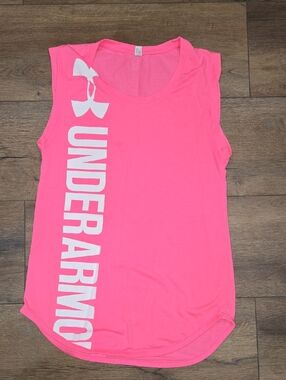 Under Armour Neon Pink Logo Muscle Tank